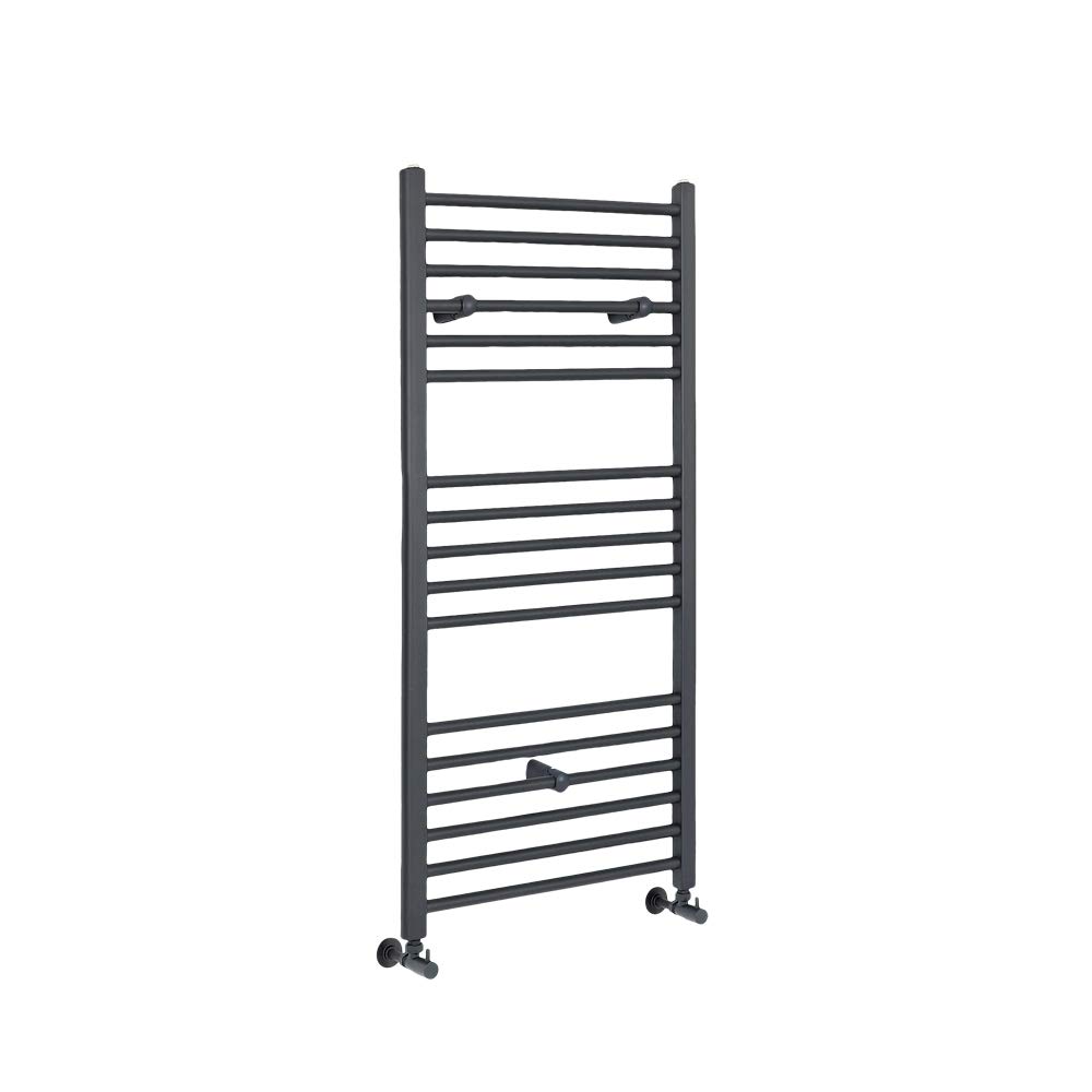 Milano Anthracite Artle Straight Bar Heated Towel Rail - 1200Mm X 400Mm