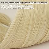BARSDAR 26 Inch Long Braided Ponytail Extension with Hair Tie Straight Wrap Around Hair Extensions Pony Tail DIY Natural Soft Synthetic Hairpiece for Women -Bleach Blonde - Image 3