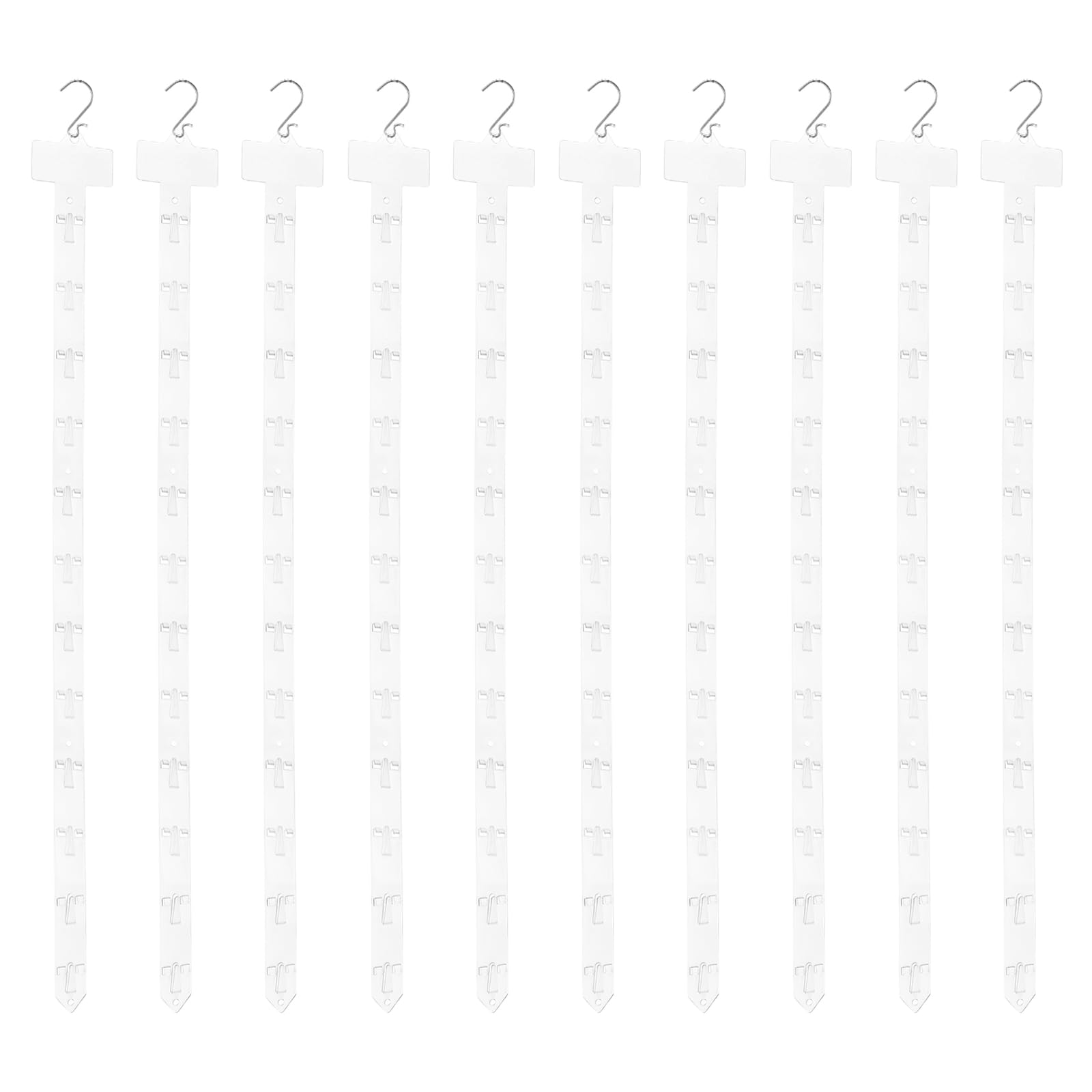 sourcing map 10 strisce di merchandising da appendere con gancio a S, 80 cm, in plastica, con intestazione per etichette, per esporre al dettaglio, casa, negozio, snack, borse, organizer, trasparente