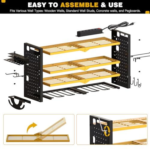 NattyDot Cordless Power Tool Organizer Wall Mount, 6 Drill Holders, Yellow by NattyDot - Image 7