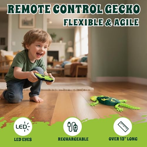 Image of Famello Remote Control Robot Lizard | 360 Rotation, Low Noise, LED Lights | Fun Wall Crawler Prank Toy for Kids Ages 4+