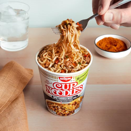 Image of Nissin Cup Noodles, Spicy Birria Beef (Pack of 12) | Ramen Noodle Soup