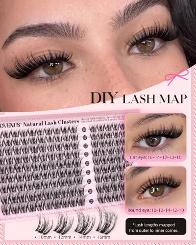 Image of Goddvenus Wispy Lash Clusters Russian D Curl Natural | Eyelash Clusters 10-16mm Individual Lashes, Clump-Free False Eyelashes for DIY Lash Extensions, Old-Money Elegance Look