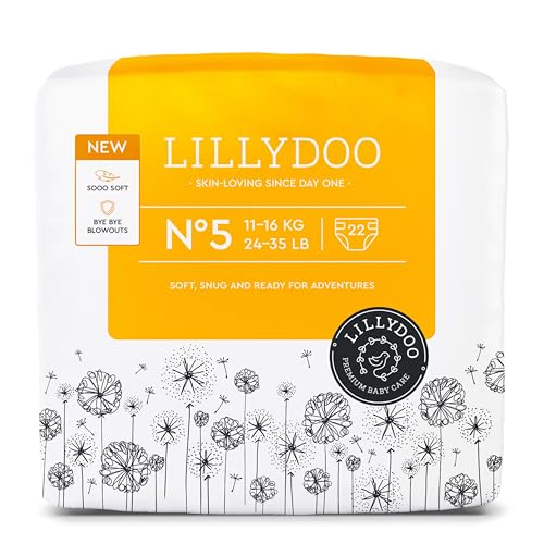 Pañales LILLYDOO delicados con la piel - talla 5 (11-16 kg), 22 unidades, protección contra fugas, suaves, sin perfumes ni lociones y dermatológicamente probados