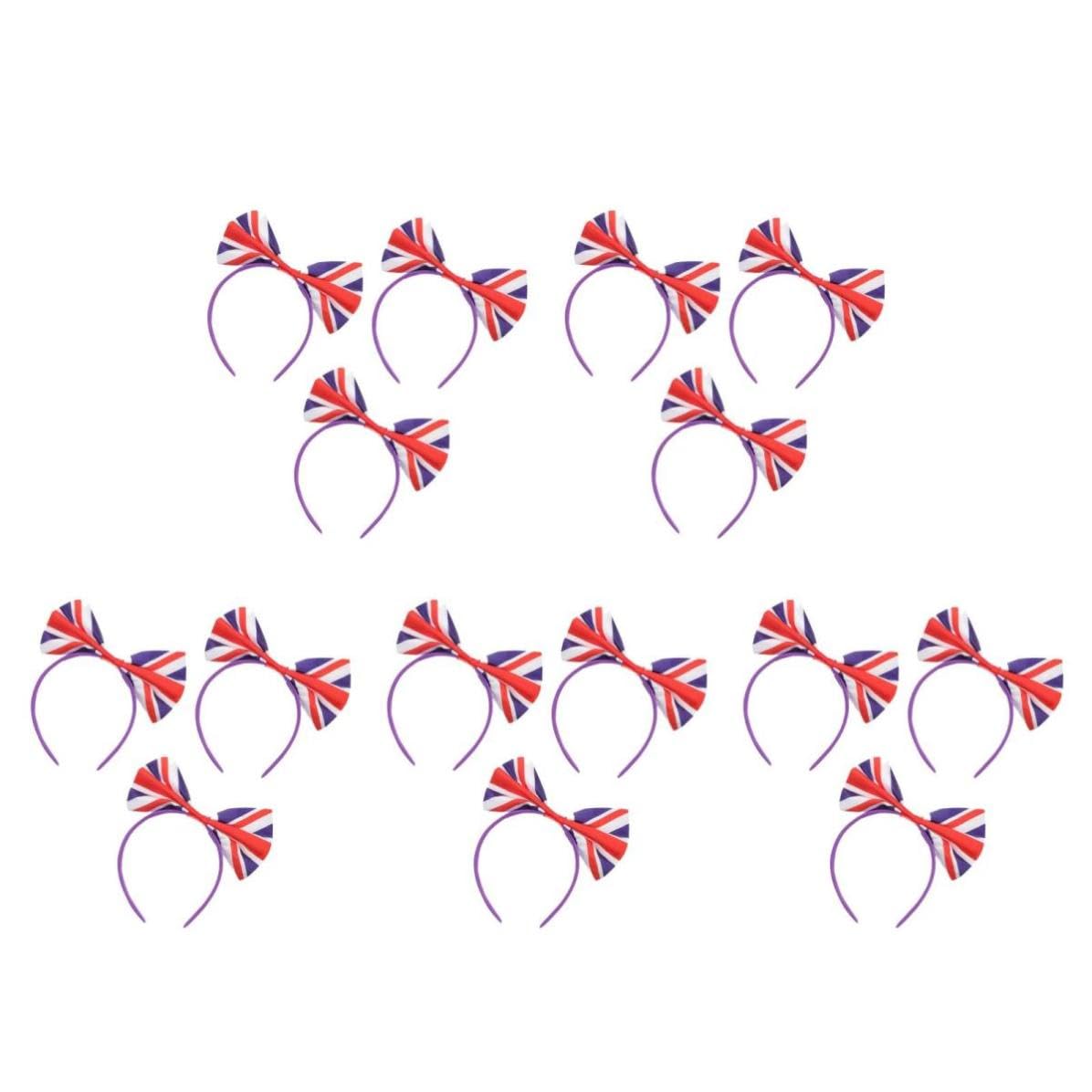 SEWACC 15 Piezas Diademas Lazo Grande y Bandera Británica para Fiesta Temática, Accesorio de Satén Cómodo y Resistente Pelo