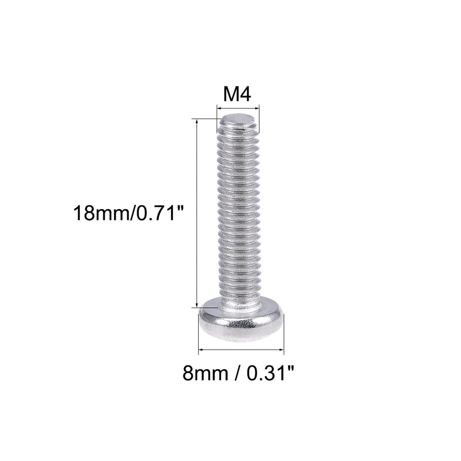 MACHSWON M4x18mm Machine Screws Pan Phillips Cross Head Screw 304 Stainless Steel Round Head Cross Screw Fasteners Bolts 20Pcs - Image 3