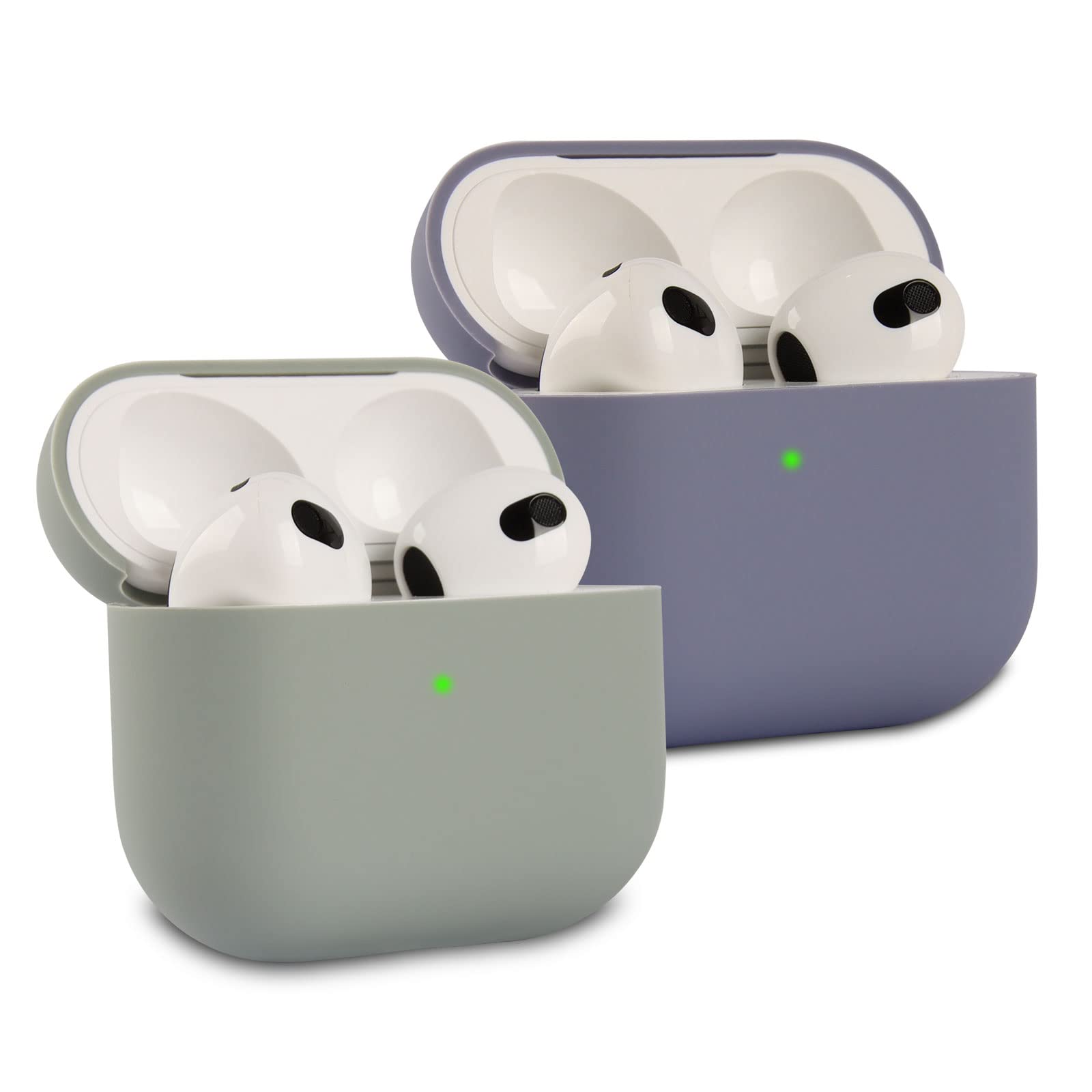 2 Piezas KOKOKA Funda de Silicona Compatible con AirPods 3.ª Generación 2021, Anti-rasguños Anti-Polvo Ultradelgada Funda Premium Silicona para Airpods 3, LED Frontal Visible, Negro/Gris — view 10