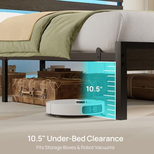image for Rolanstar Full Size Bed Frame with USB Charging Station, LED Bed Frame