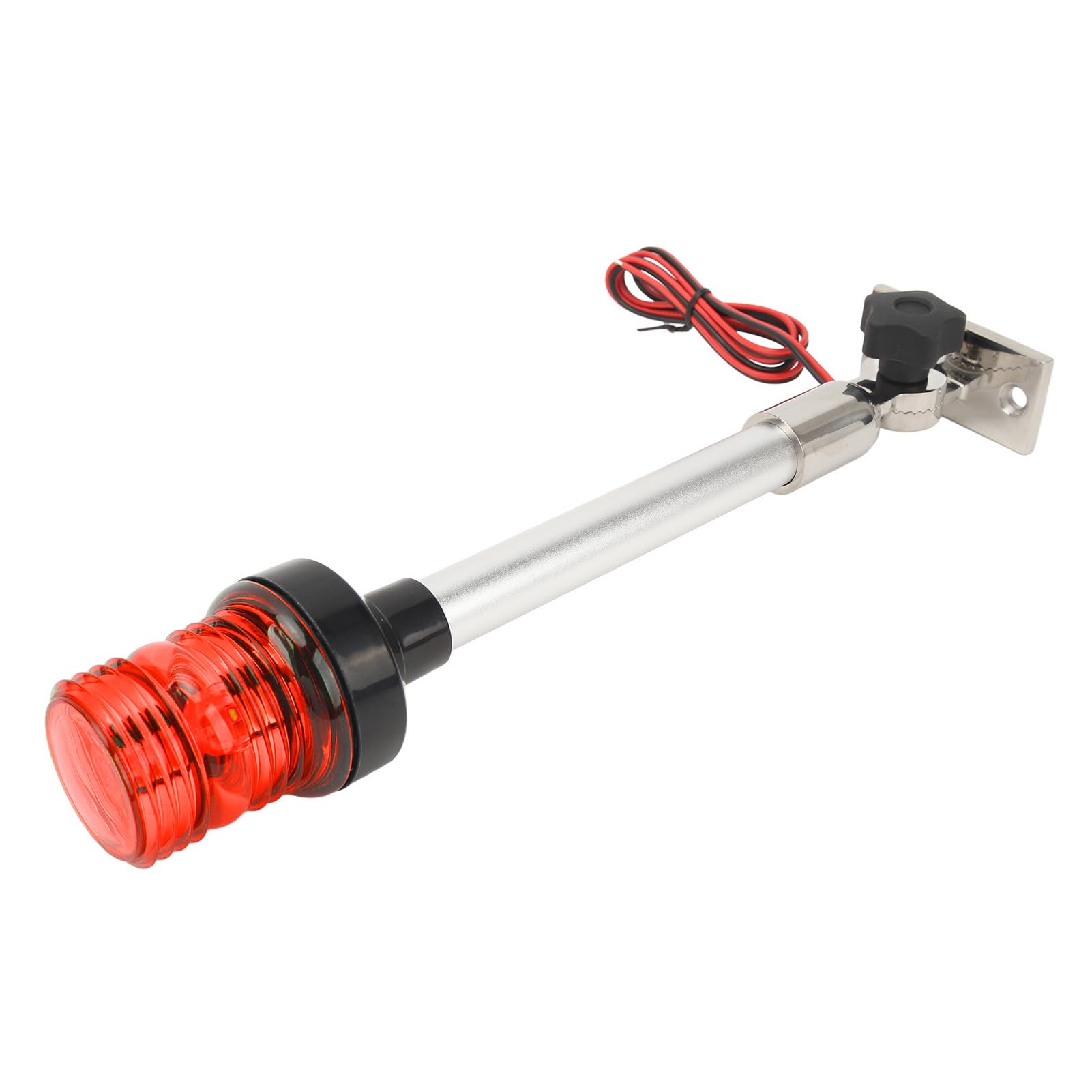 Qqmora Luce di Poppa a LED Pieghevole a 360 Gradi per Barche da Pesca, Yacht, Marine, Base Stabile e Asta per Alta visibilità, Adatta per Uso Marino (Rosso)