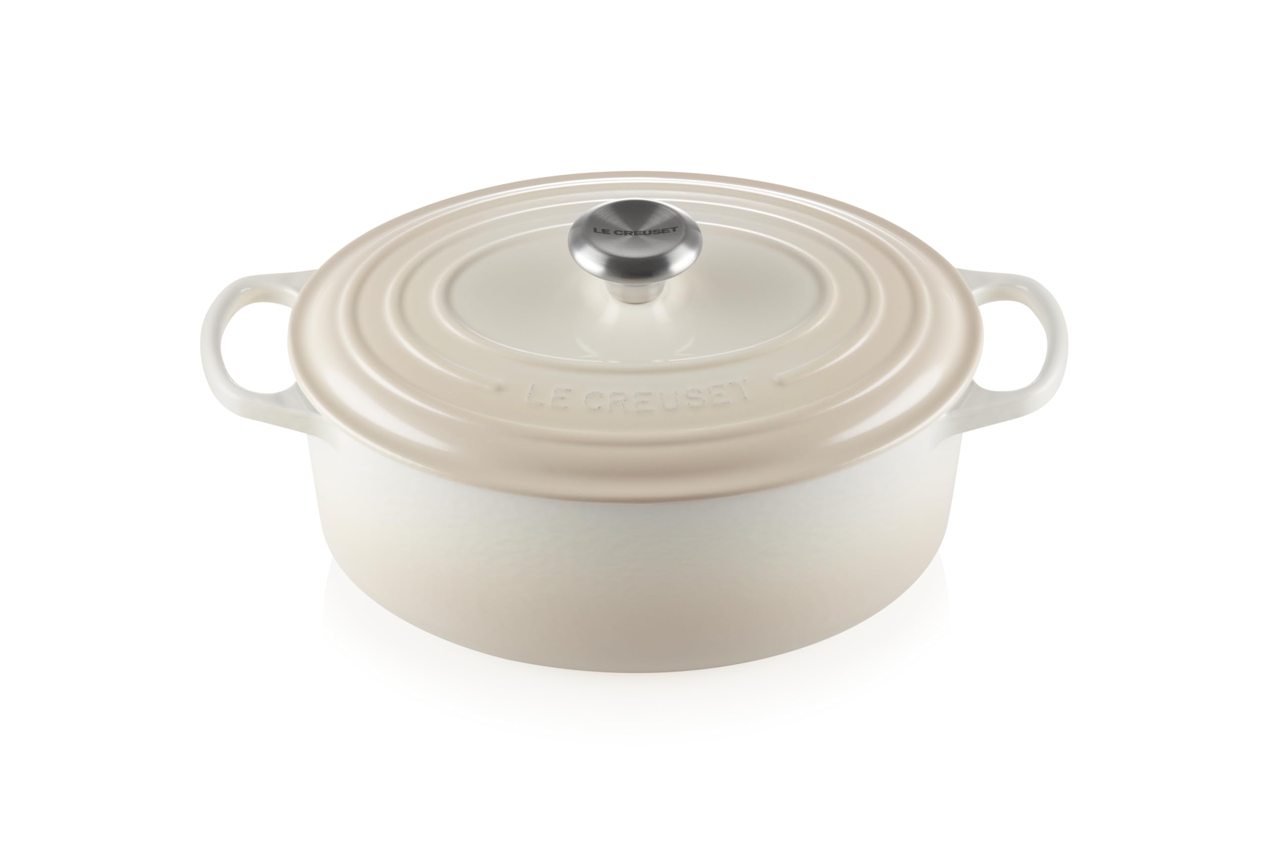 Le Creuset Signature Gusseisen-Bräter mit Deckel, Ø 29 cm, Oval, Für alle Herdarten und Induktion geeignet, Volumen: 4,7 l, 4,675 kg, Meringue, 21178297164430