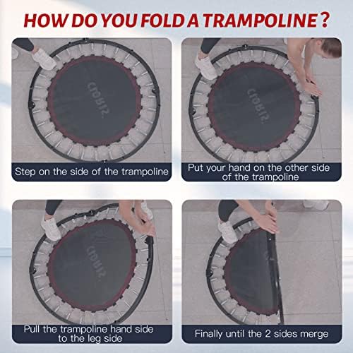 CLORIS 38''/40"/48'' Foldable Fitness Trampoline - Max Load 220lb/400 lb/450lb, Rebounder with Adjustable Foam Handle Indoor/Outdoor Fitness Body Exercise