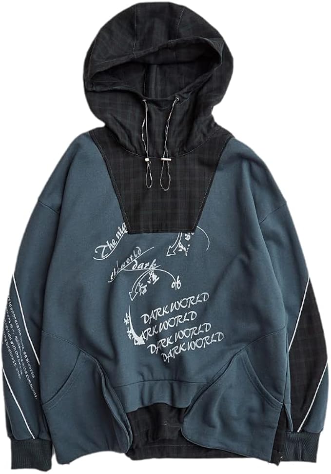 HAN HONG Letter Print Hoodie Top Sweatshirt Men Women Broken Hole Pullover Streetwear