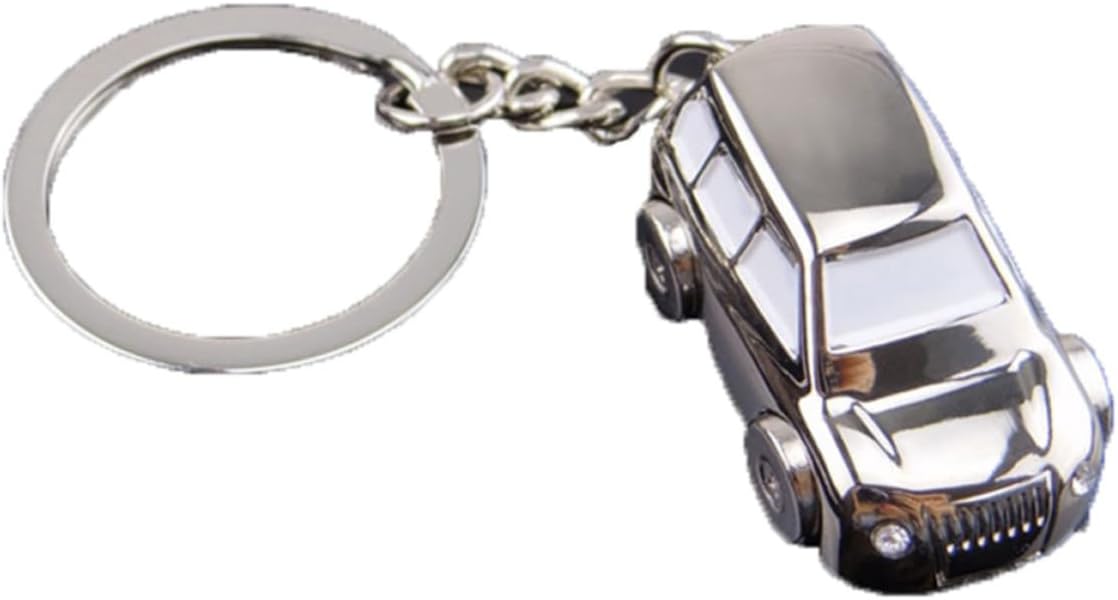 minkissy 2pcs Mini Suv Car Model Keychain Silver Metal Decorative Accessory