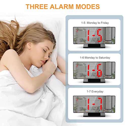 Jxtz Projection Alarm Clock For Bedroom, Digital Alarm Clock With 180° Projector, Digital Clock With 7.8 Inch Large Screen, 4-Level Dimmer, Snooze Function, 12/24H, Usb Charger, Temperature Display #TOP5