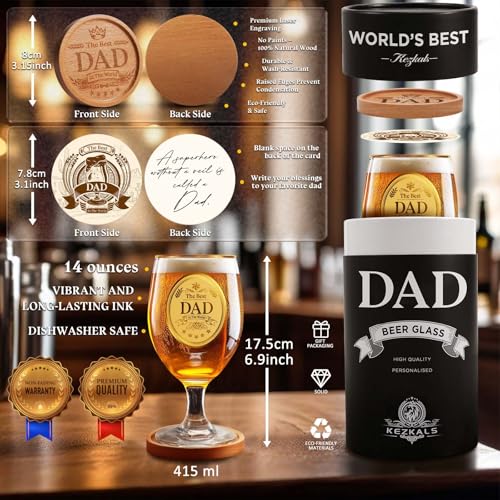 KEZKALS Dad Gifts Beer Glass, Personalized Beer Glass, Dad Gifts Christmas — photo 4