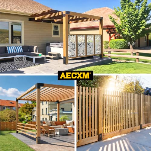 AECXM 4"x4" (Actually 3.5"x3.5") Heavy Duty U-Shaped Fence Post Holder Bracket, Wet Concrete Post Bracket, for Deck railings, Fences, mailboxes, gazebos Wet Concrete Foundation Support (Black-4Pack) by Aecxm - Used condition - Image 7