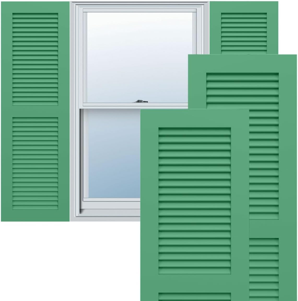 Ekena Millwork 12"W x 26"H True Fit PVC, Two Equal Louver Shutters, Lilly Pads (Per Pair - Hardware Not Included)