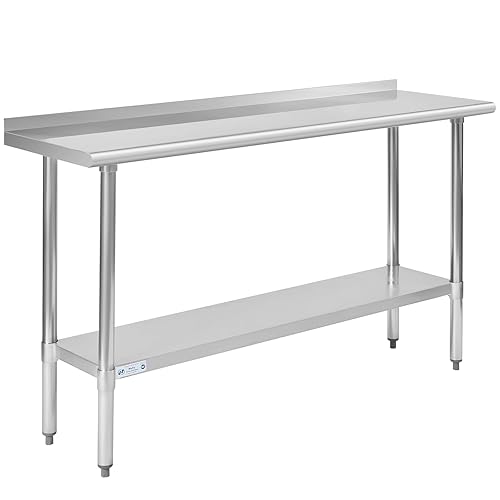 Miniatura 34 de Hally - Mesa de acero inoxidable para preparación y trabajo, 24 x 30 pulgadas, con ruedas giratorias, mesa comercial resistente NSF con estante Sin