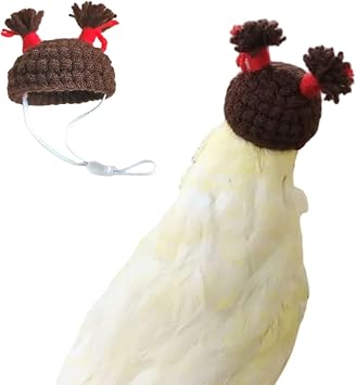 Cute Birds Hat with Funny Dress up Top Hat for Parrot, Birthday/Halloween/Christmas Party Head Cover for Budgie Cockatiels Conure Lovebird Brown,Lovebird