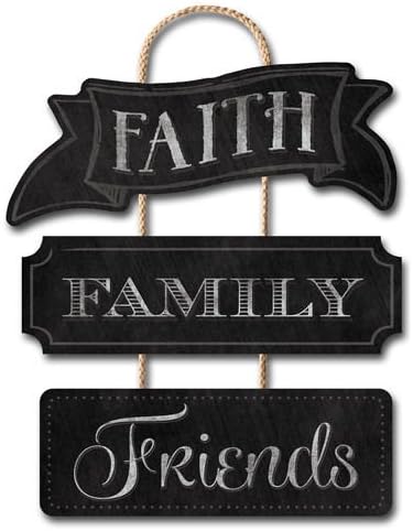 Highland Graphics Chalkboard Style “Faith Family Friends” Trio Sign