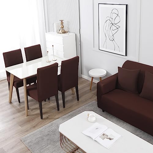Image of HOKIPO Elastic Stretchable Single Seater Sofa Cover, Chocolate Brown (AR-4277-E2)