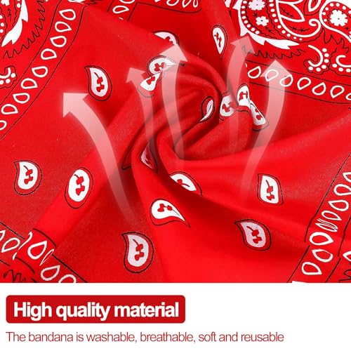 sularpek Bandana Rot, Bandana Damen und Herren, Paisley Halstuch, Unisex Tuch Bindetuch, Paisley Muster Bandanas Headwear Haar Schal, Headwear Haar Schal Ansatz Handgelenk Kopf Biker(55 x 55 cm)