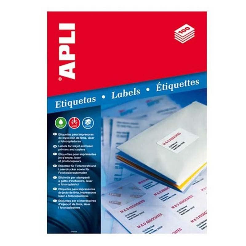 ETIQUETA ADHESIVA APLI 1273 TAMAÑO 70X37 MM FOTOCOPIADORA LASER INK-JET CAJA CON 100 HOJAS DIN A4