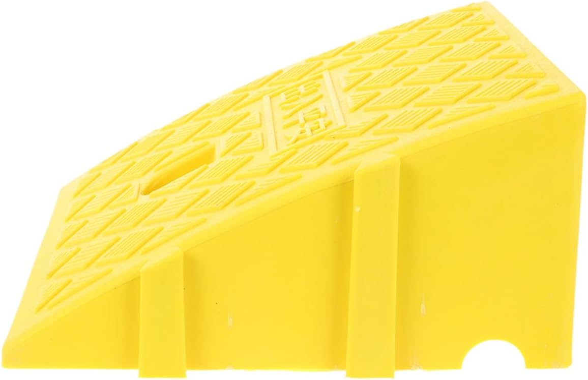 Non-Slip Threshold Ramp for Doorways and Driveway Curb Ramps, Yellow Plastic 250x270x110mm with Buckle, Suitable for Wheelchair Scooter Loading and Home Use