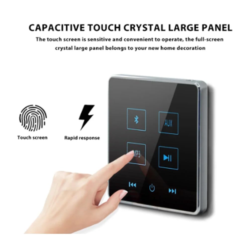 Amplificateur Mural Bluetooth Home Cinéma Système Audio de Fond pour Carte USB TF (Noir) 1 Ensemble