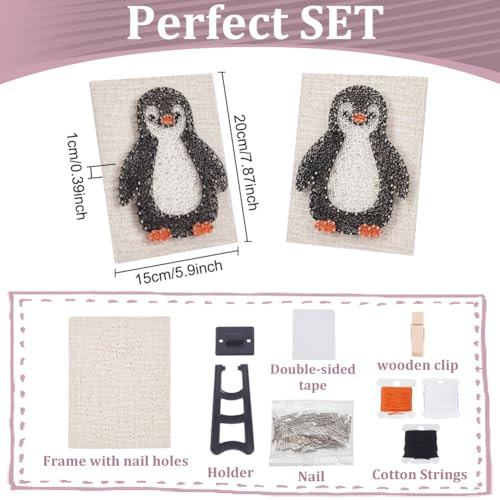 Image of WEBEEDY DIY Penguin String Art Kit for Adult Beginners 3D Cute Animal String Art Crafts Kit,Arts Crafts Kit with Instruction and All Supplies,Home Wall Decorations Christmas Unique Women Gift