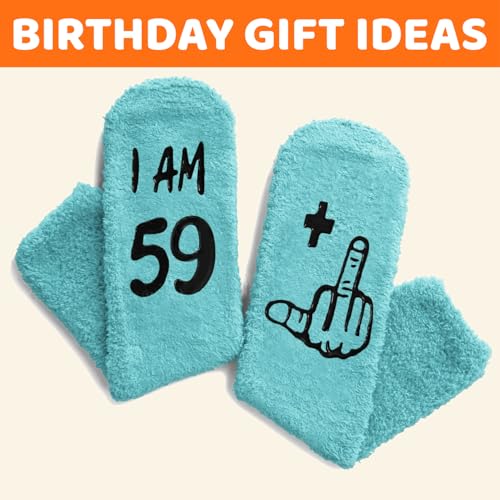 Image of HAPPYPOP Birthday Gifts for Women - Fuzzy Socks for 51 52 53 54 55 56 57 58 59 60 Year Olds
