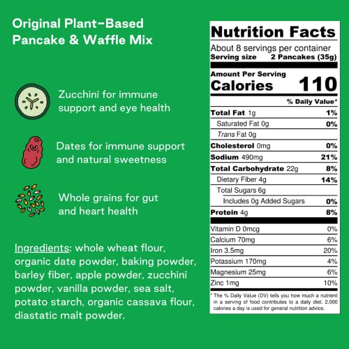 Otherworld Original Vegan Pancake Mix & Waffle Mix - Pancake Mix Just Add Water - With Hidden Fruit And Veggies, 0G Added Sugar, 4G Vegan Protein Pancake Formula, Dairy Free- 10 Oz #TOP3