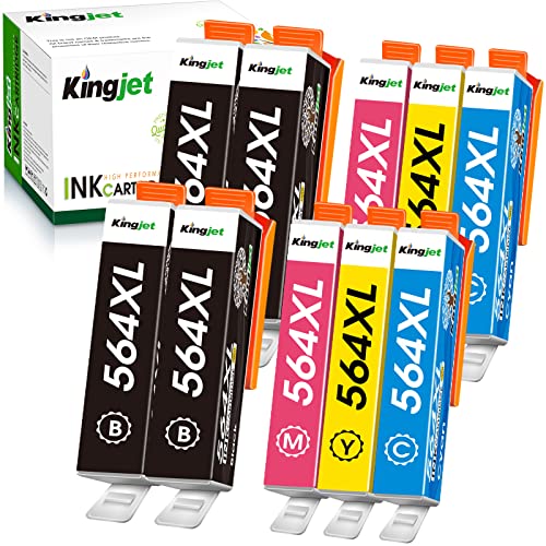 Kingjet Compatible Ink Cartridge Replacement for HP 564XL 564 XL Work with DeskJet 3520 3522 Officejet 4620 Photosmart 5520 6510 6520 7520 7525 Printer Tray (Black Cyan Magenta Yellow, 10P)