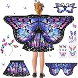 Haozozo Schmetterling Kostüm Kinder für Karneval, Halloween, Cosplay und Bühnenaufführung, Faschingskostüme Kinder Mädchen...