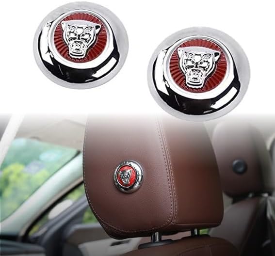 2pcs Car Front Seat Switch-Adjusting Button Cover Decal Trim Decorative Frame Interior Modification Ccompatible with XF XE XJ E-PACE F-PACE Asseccories (Red Chrome)