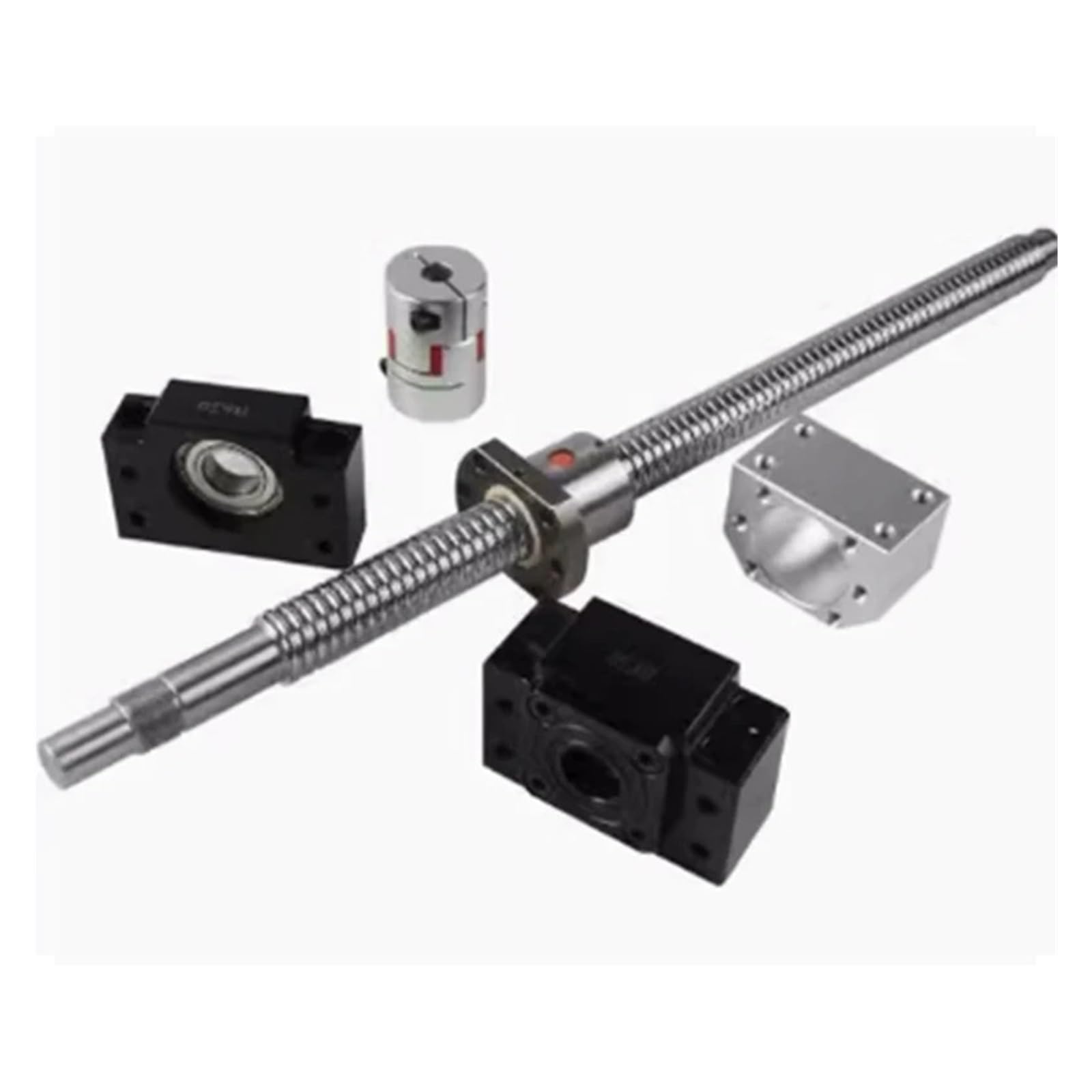 Śruba Kulowa 25mm SFU2504 750mm Z Końcówką BKBF20 Obróbka + Nakrętka 2504 + Wspornik Wsporczy + Łącznik(450mm)
