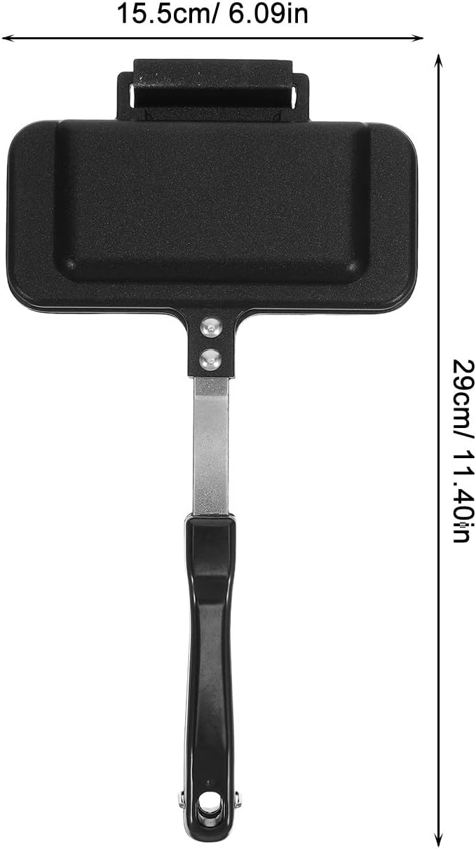 Sandwich Maker With Handle : Grilled Double-Sided Frying Pan For Breakfast - Campfire Grill Pot - Nonstick Aluminum Alloy Skillet - Flip Baking Mold For Stovetop Egg Cheese