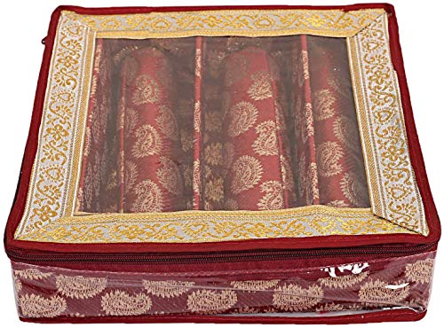 Home Style India Caja de brazalete de brocado de 3 varillas (rosa)