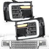 VLAND DIRECT LED Headlights Fit for GMC Sierra 1500 2500HD 3500HD SLE 2007-2013, with Startup Animat