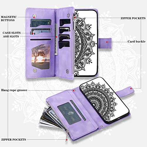 Coque Google Pixel 6 avec fermeture éclair et compartiment porte-monnaie violet - 2