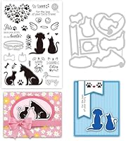 INFUNLY Stempel Stanzformen Für Die Kartenherstellung Tier Metall Stanzform Stempel Katze Hund Silikon Klare Stempel Stanzformen Sets Scrapbooking Prägeschablone Für DIY Scrapbooking Kunsthandwerk