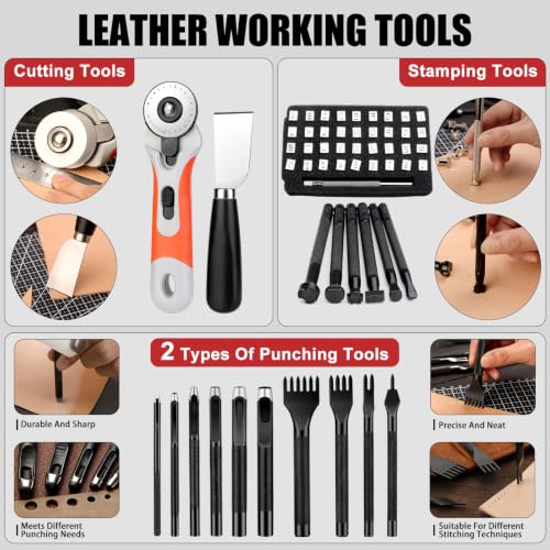 IMZAY 415 PCS Leather Working Kit, Leather Tool Kit, LeatherCrafting Set by IMZAY - Image 4