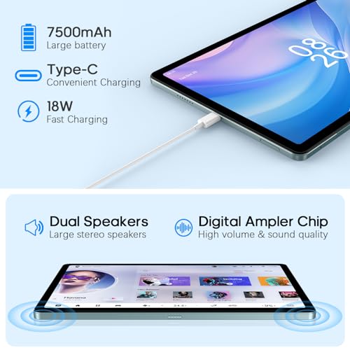 Image of Tablet, 6+8GB (Expanded) RAM 256GB ROM, 11 Inch Android 13 Tablets with Octa-Core Processor, 2K Display, 13MP+5MP Camera, 18W Fast Charging, 7500mAh, GPS, WiFi, BT 5.0, Dual SIM, 2.4G /5G WiFi