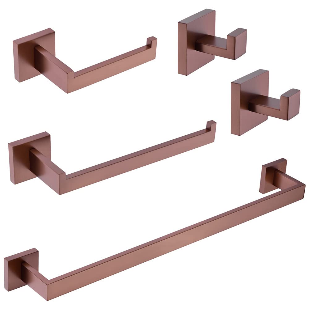 Accesorios de baño Soporte para papel higiénico Ganchos para toallas de oro rosa cepillado Juego de accesorios de baño de montaje en pared de dormitorio de acero inoxidable, 5, pieza, juego, China