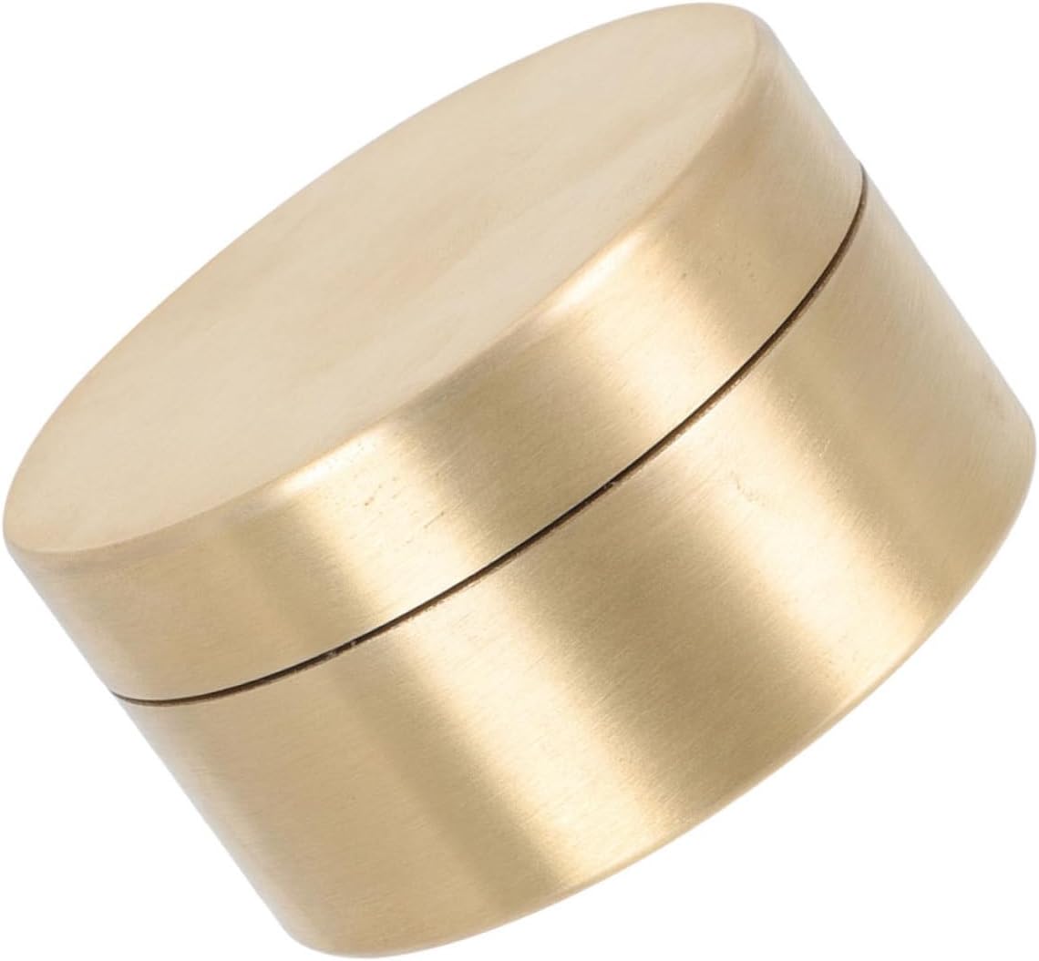 KOMBIUDA Round Brass Copper Storage Box Elegant Multi-functional Keepsake Container for Jewelry Travel and Outdoor Use