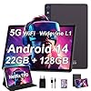 ZIOVO 2025 Nueva Tablet 10 Pulgadas,Android 14 22GB RAM+128GB ROM,Tablet 5G WiFi Widevine L1,Octa-Core 2.0 GHz,GMS,8000mAh,FHD 1280 * 800,5+8MP,BT 5.0, AGPS,Tablet mit Case-Gris