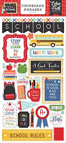 Echo Park Paper Company I Love School 6X13 Chipboard Phrases Ephemera #TOP10