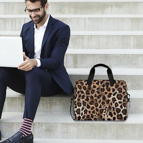 Maletín portatil con cierre y asa estampado leopardo 15.6" miniatura 3