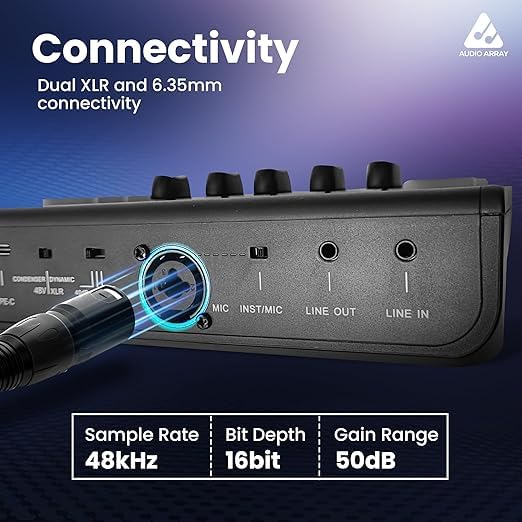 Image of Audio Array RGB Gaming Bundle|RGB USB Dynamic Microphone with Sound Card - Mute, Volume Control, Monitoring, Noise Cancellation, Voice Effects|for Streaming, Podcasting, Gaming, Singing - GB-04