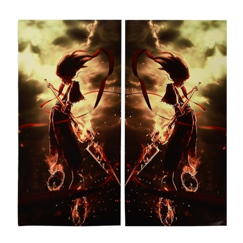 Image of JSCARLIFE Skull Car B-Pillar Sticker, HD Printed PVC Waterproof Car Decals, Car Stickers Vinyl Self-Adhesive Side Strip Decal Cool Stickers (Ne Zha Style 2)